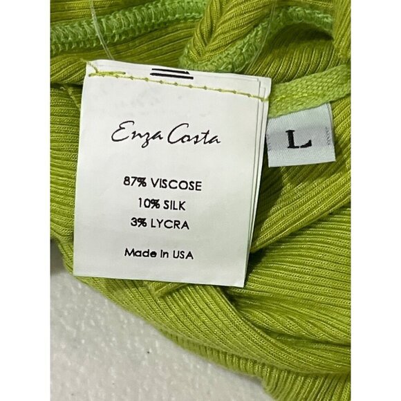 Enza Costa Silk Rib Tank Midi Dress in Kiwi Large Womens Stretchy Bodycon - Picture 8 of 13
